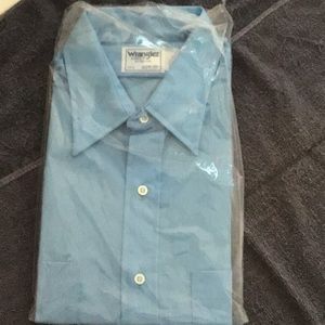NEw in package wrangler LS dress shirt 17.5 blue